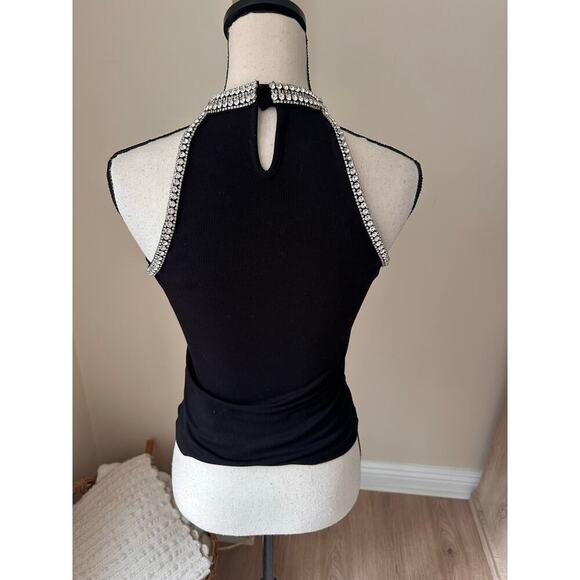 Generation Love Diane Black Sleeveless Razor Back Rhinestone Trim Top XS - Picture 4 of 8